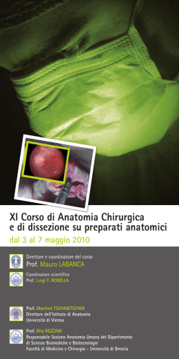XI Corso di Anatomia Chirurgica e di dissezione su