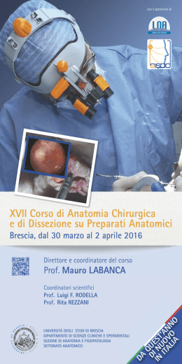 XVII Corso di Anatomia Chirurgica e di Dissezione su Preparati