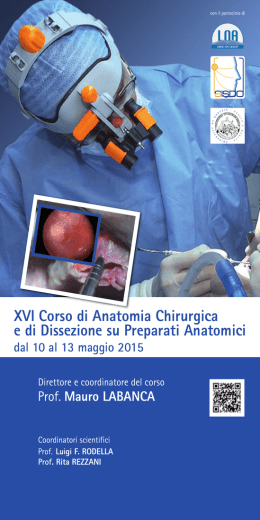 XVI Corso di Anatomia Chirurgica e di Dissezione su
