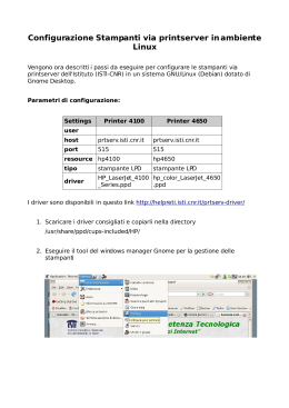 Configurazione Stampanti via printserver in ambiente Linux