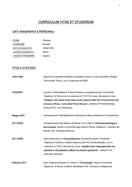 CURRICULUM VITAE ET STUDIORUM
