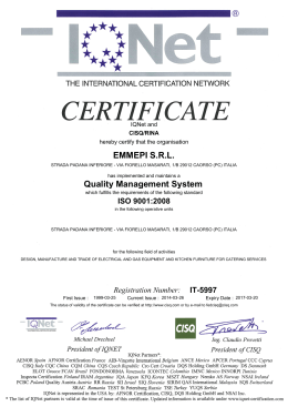 EMMEPI S.R.L. Quality Management System