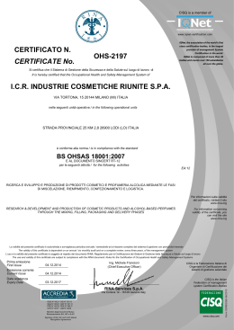 OHS-2197 I.C.R. INDUSTRIE COSMETICHE RIUNITE S.P.A.