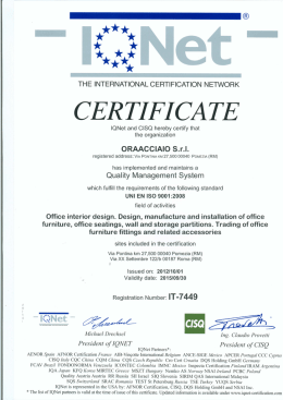 ISO 9001 - Ora Acciaio S.p.A.