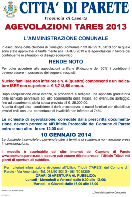 AGEVOLAZIONI TARES 261 3