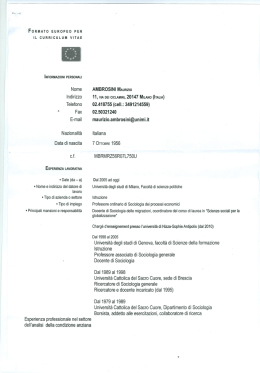 FORMATO EUROPEO PER lL CURRICULUM VITAE