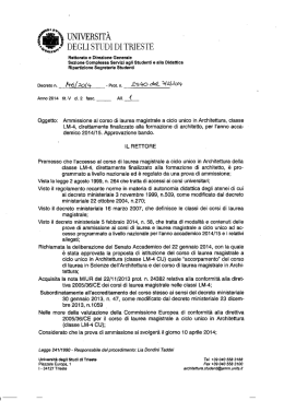 Ammissione al CdLM in Architettura a.a. 2014-2015