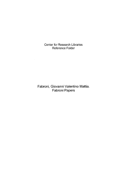 Fabroni, Giovanni Valentino Mattia. Fabroni Papers