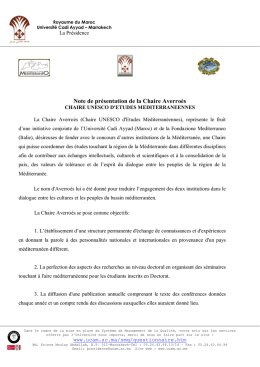 Note de pr&eacute;sentation de la Chaire Averro&egrave;s