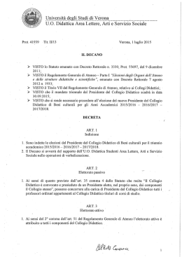 U O. Didattica Area Lettere, Arti e Servizio Sociale