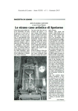 Gazzetta di Loano – Anno XXXI – n° 1 – Gennaio 2015