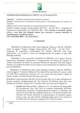 determinazione dirigenziale n°ioo/de7 del 22 dicembre 2014
