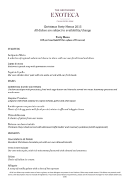 Christmas Party Menus 2015 All dishes are subject to availability