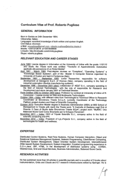 Curriculum Vitae of Prof. Roberto Pugliese