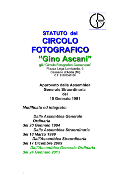 STATUTO SOCIALE - Circolo Fotografico Cassano D`Adda
