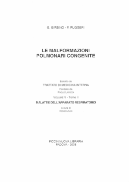LE MALFORMAZIONI POLMONARI CONGENITE
