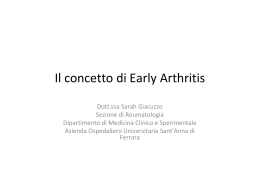 Il concetto di early arthritis-Giacuzzo