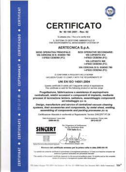 CERTIFICATO - Aertecnica