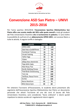 Convenzione ASD San Pietro – UNIVI 2015-2016