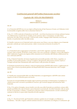 VITA IN FRATERNIT&Agrave; - Ordine Francecsano Secolare