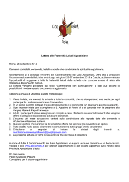 Lettera alle Fraternit&agrave; Laicali Agostiniane Roma, 28