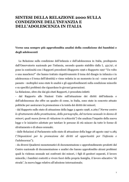 sintesi della relazione 2000 sulla condizione dell`infanzia e dell