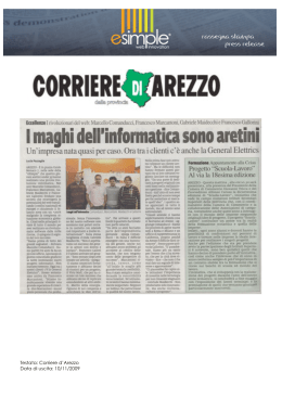 Testata: Corriere d`Arezzo Data di uscita: 10/11/2009
