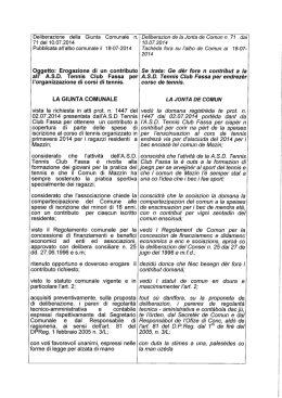 Oggetto: Erogazione di un contributo all` A.S.D. Tennis Club Fassa per