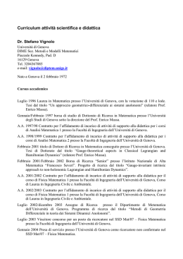 Curriculum attivit&agrave; scientifica e didattica