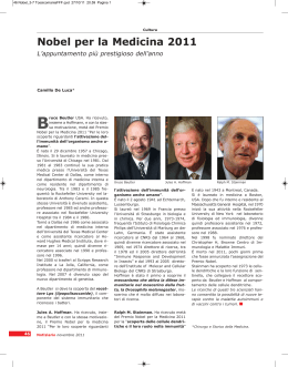 Nobel per la Medicina 2011 L`appuntamento più prestigioso dell