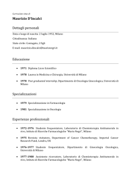 Curriculum Vitae - Istituto di Ricerche Farmacologiche Mario Negri