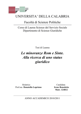 Le minoranze Rom e Sinte. Alla ricerca di uno
