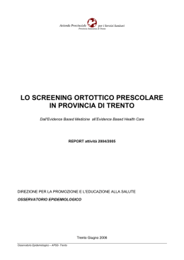 lo screening ortottico prescolare in provincia di trento