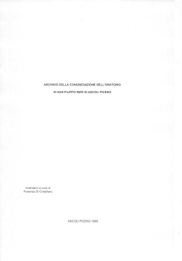archivio della congregazione dell`oratorio di san filippo neri di ascoli
