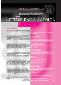 LETTERE 2006 12 - Facolt&agrave; di Medicina e Chirurgia