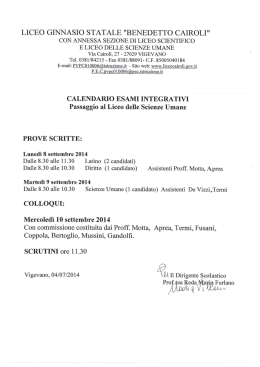 PASSAGGIO AL LICEO DELLE SCIENZE UMANE