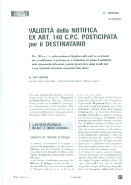 Validit&agrave; della notifica ex art. 140 c.p.c. posticipata