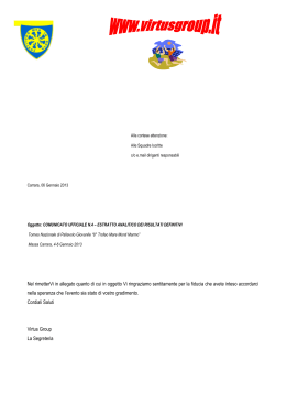 Comunicato Ufficiale N.4 - Estratto Analitico dei Risultati Definitivi