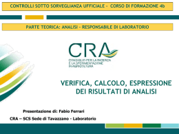 Verifica, calcolo e espressione dei risultati di analisi - CRA-SCS