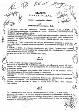 STATUTO S&Igrave;.N.A.L.V. - C.I.S.A.L.