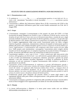 STATUTO TIPO DI ASSOCIAZIONE SPORTIVA NON