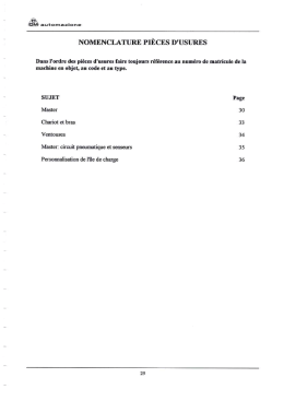 NOMENCLATURE PIبCES D`USURES