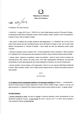 Ufficio di Presidenza - Tribunale di Perugia