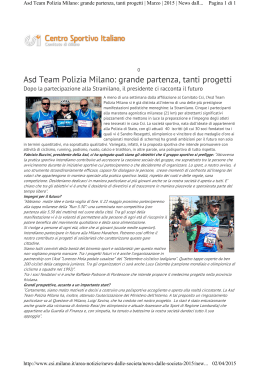 Asd Team Polizia Milano: grande partenza, tanti progetti