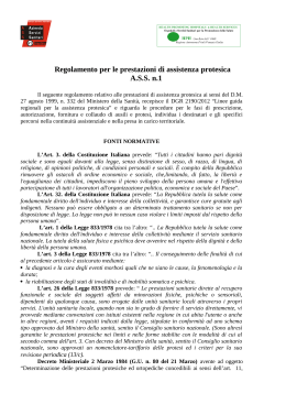 Regolamento per le prestazioni di assistenza protesica A.S.S. n.1