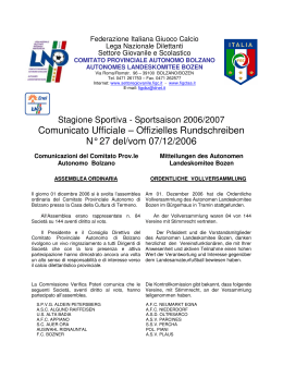 Comunicato Ufficiale &ndash; Offizielles Rundschreiben N&deg; 27 del
