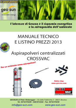MANUALE TECNICO E LISTINO PREZZI 2013 Aspirapolveri