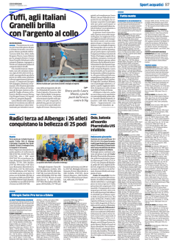 Tuffi, agli Italiani Granelli brilla con l`argento al collo