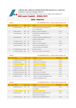 600 metri Cadetti - RISULTATI - ATLETICA CENTRO LARIO-Home