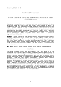 Odonati raccolti in alcune aree protette della Provincia